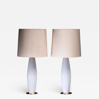 Bergboms Bergboms pair of large white glass table lamps