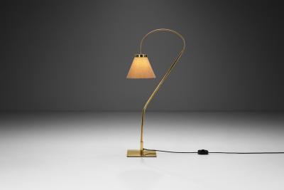 Bergboms Brass Floor Lamp with Adjustable Gooseneck for Bergboms Sweden 1940s