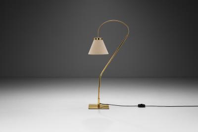 Bergboms Brass Floor Lamp with Adjustable Gooseneck for Bergboms Sweden 1940s