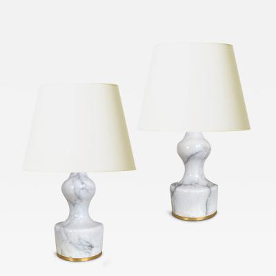  Bergboms Mod Pair of Petite Marble Lamps by Bergboms Co Attrib 