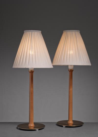  Bergboms Pair of Bergboms brass and teak table lamps