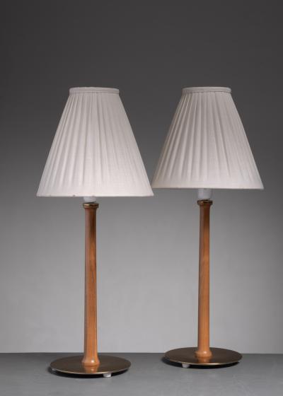  Bergboms Pair of Bergboms brass and teak table lamps