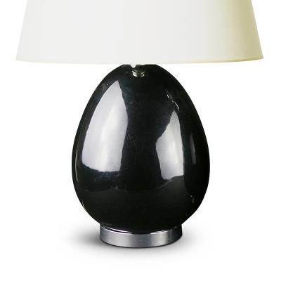  Bergboms Pair of Black Opaline Glass Lamps by Bergboms Co 
