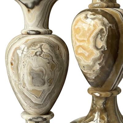  Bergboms Pair of Figured Onyx Table Lamps Attributed to Bergboms Co 