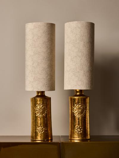  Bergboms Pair of Golden Ceramic Table Lamp by Bergboms