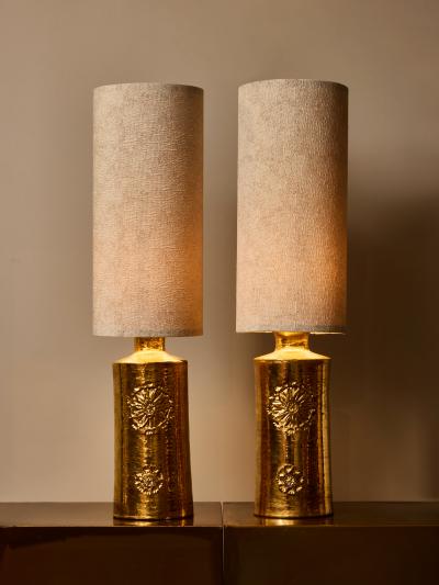  Bergboms Pair of Golden Ceramic Table Lamp by Bergboms