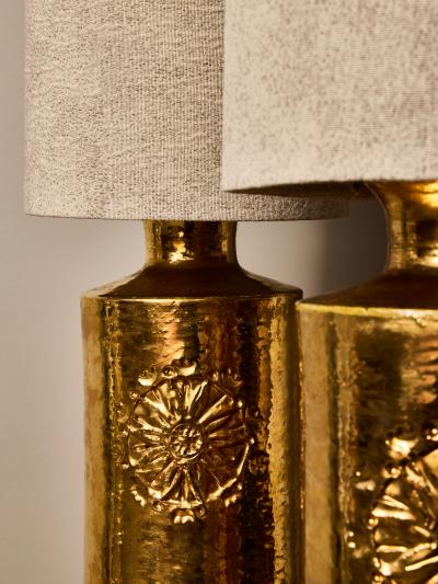  Bergboms Pair of Golden Ceramic Table Lamp by Bergboms