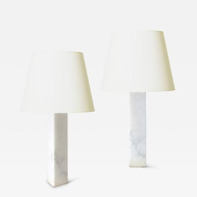  Bergboms Pair of Marble Pedestal Table Lamps by Bergboms Co 