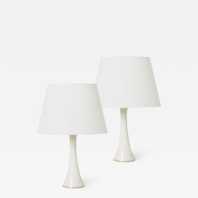  Bergboms Pair of Mod Lamps in White and Clear Crystal by Bergboms