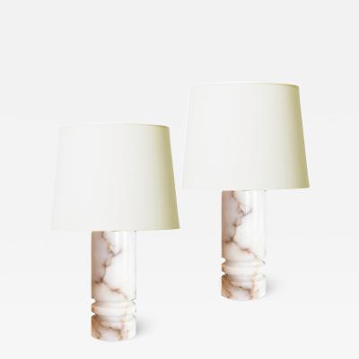  Bergboms Pair of Muscular Lathed Onyx Table Lamps by Bergbom Co 