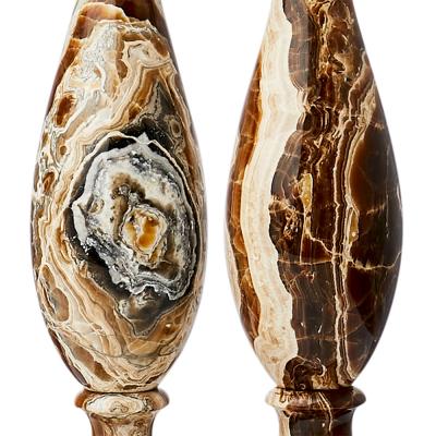 Bergboms Pair of Neoclassical Figured Onyx Lamps by Bergboms Co 