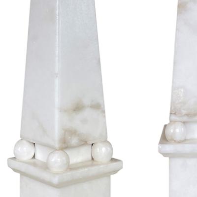  Bergboms Pair of Neoclassical Obelisk Form Alabaster Lamps Attrib Bergboms