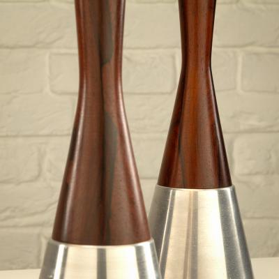  Bergboms Pair of Rosewood and Aluminium Table Lamps by Bergboms Sweden 1950s