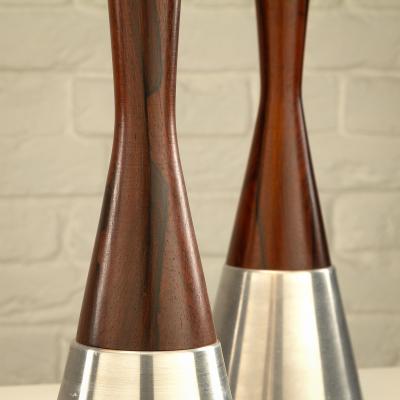  Bergboms Pair of Rosewood and Aluminium Table Lamps by Bergboms Sweden 1950s