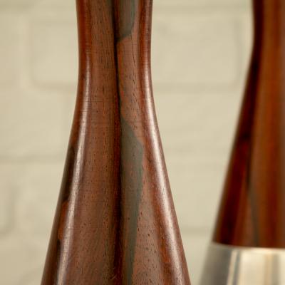  Bergboms Pair of Rosewood and Aluminium Table Lamps by Bergboms Sweden 1950s