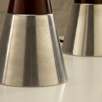  Bergboms Pair of Rosewood and Aluminium Table Lamps by Bergboms Sweden 1950s