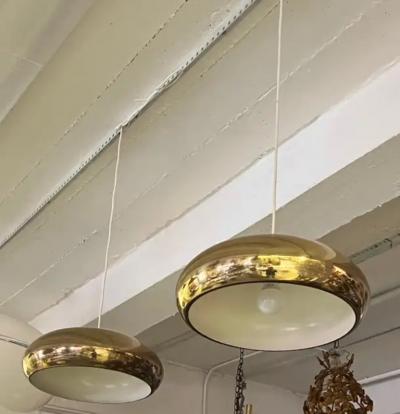  Bergboms Pair of Scandinavian Organic Modern Brass Pendants by Bergboms Sweden 1960