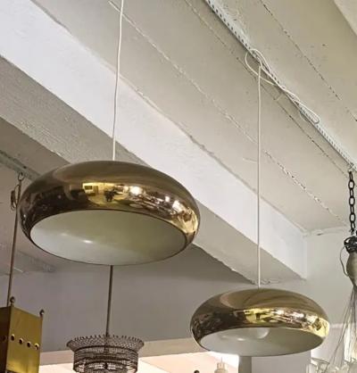  Bergboms Pair of Scandinavian Organic Modern Brass Pendants by Bergboms Sweden 1960