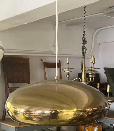  Bergboms Pair of Scandinavian Organic Modern Brass Pendants by Bergboms Sweden 1960