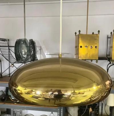  Bergboms Pair of Scandinavian Organic Modern Brass Pendants by Bergboms Sweden 1960