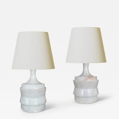  Bergboms Pair of Sculptural Table Lamps in Alabaster Attributed to Bergboms Co 