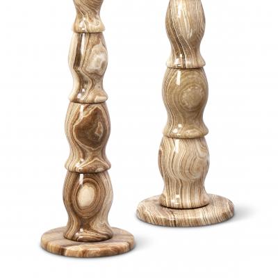  Bergboms Pair of Tall Table Lamps in Striae Onyx by Bergboms Co 