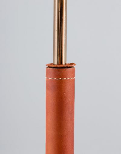  Bergboms Scandinavian Midcentury Floor Lamp in Brass and Leather by Bergboms Sweden