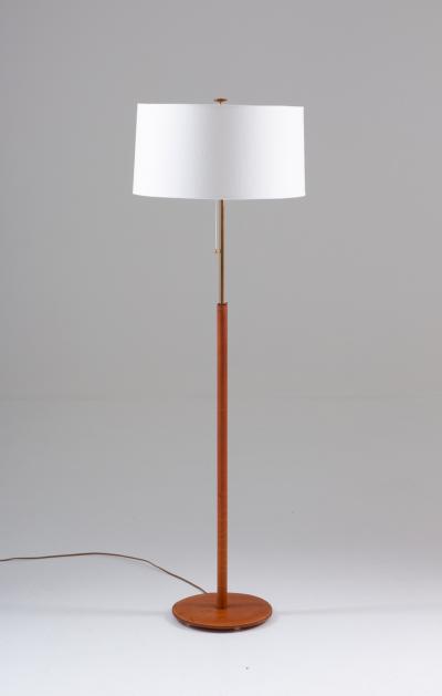  Bergboms Scandinavian Midcentury Floor Lamp in Brass and Leather by Bergboms Sweden