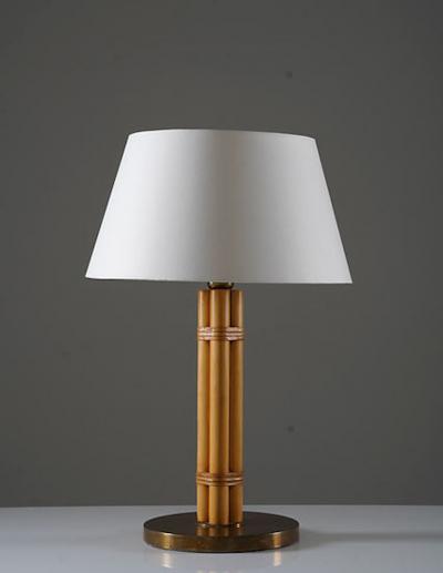  Bergboms Scandinavian Midcentury Table Lamp in Brass and Bamboo by Bergboms Sweden