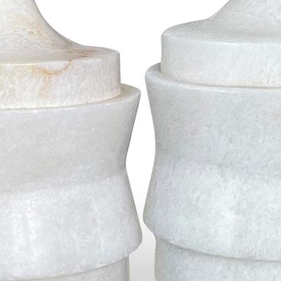  Bergboms Sculptural Pair of Table Lamps in Alabaster Attributed to Bergboms