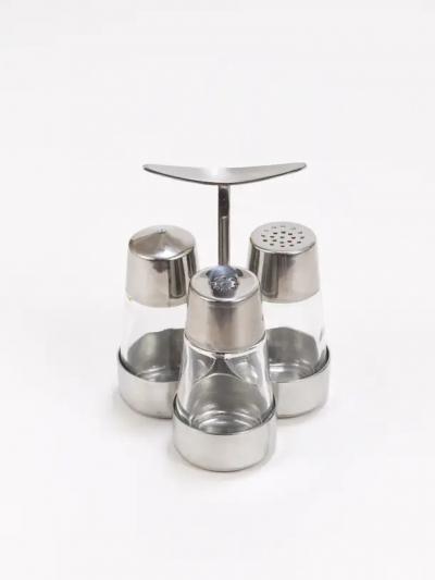 Berndorfer Metallwarenfabrik Marianne Denzel Salt And Pepper Menage Condiment Set Berndorf Austria 1960s