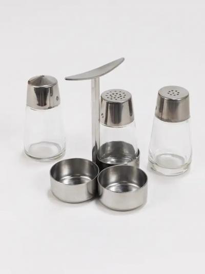 Berndorfer Metallwarenfabrik Marianne Denzel Salt And Pepper Menage Condiment Set Berndorf Austria 1960s