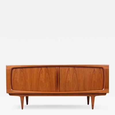  Bernhard Pedersen and S n Danish Modern Tambour Door Teak Credenza by Bernhard Pedersen Son