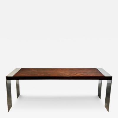  Bernhardt Design Flair Rosewood Chrome Midcentury Console Table Baughman Attributed