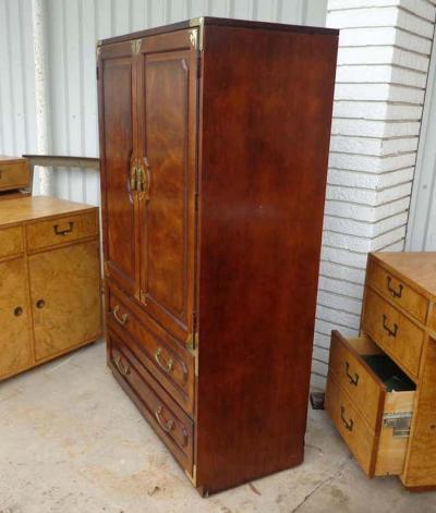  Bernhardt Design Midcentury Chin Hua Campaign Armoire by Bernhardt