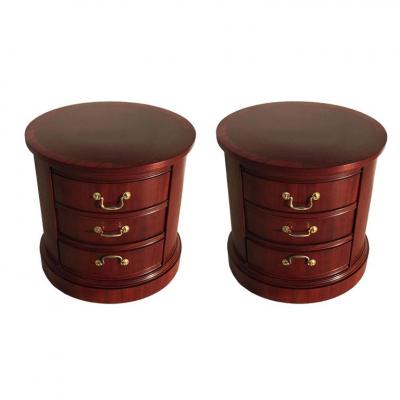  Bernhardt Design Oval Three Drawer Nightstand Side Table by Berhardt