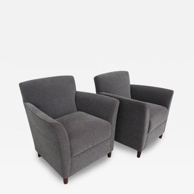  Bernhardt Design Pair of Moleskin Lounge Chairs by Bernhardt Furniture