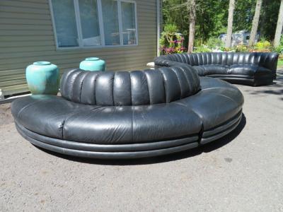 Bernhardt Design Scrumptious 4 Piece Leather Non Stop Style Serpentine Sectional Sofa Bernhardt