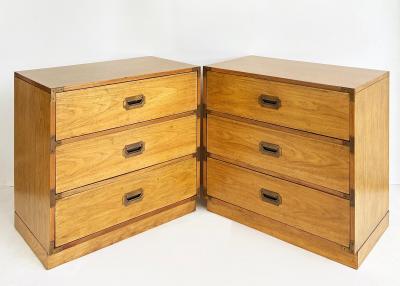  Bernhardt Furniture Mid century Bernhardt Pecan Campaign Bachelors Chests a Pair