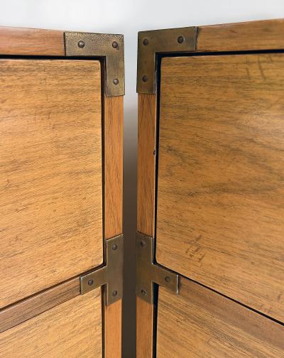  Bernhardt Furniture Mid century Bernhardt Pecan Campaign Bachelors Chests a Pair