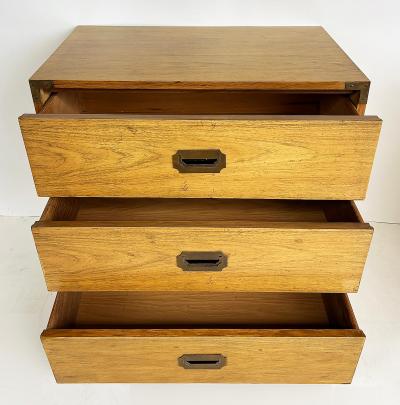  Bernhardt Furniture Mid century Bernhardt Pecan Campaign Bachelors Chests a Pair