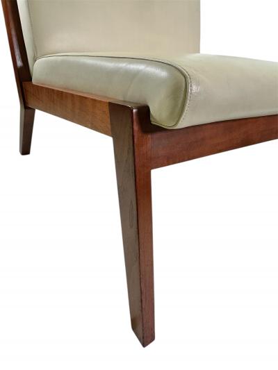  Bernhardt Furniture Pair Of Bernhardt Walnut Lounge Chairs with Original Creme Fine Leather
