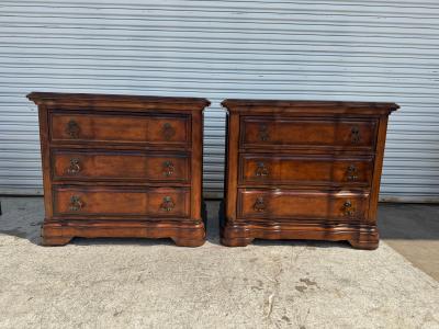  Bernhardt Furniture Pair of Marble Top Mahogany Commodes by Bernhardt Furniture