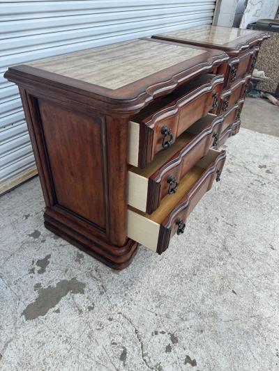  Bernhardt Furniture Pair of Marble Top Mahogany Commodes by Bernhardt Furniture