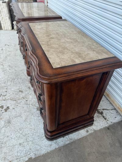  Bernhardt Furniture Pair of Marble Top Mahogany Commodes by Bernhardt Furniture