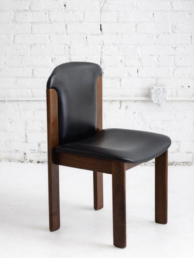  Bernini Set of 4 Mid Century Leather Walnut Dining Chairs Silvio Coppola for Bernini