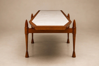  Bertomeu Cia Brazilian Modern Coffee Table in Cavi na Wood and Marble by Bertomeu Brazil