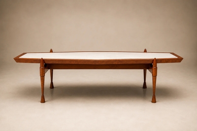 Bertomeu Cia Brazilian Modern Coffee Table in Cavi na Wood and Marble by Bertomeu Brazil