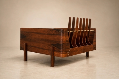  Bertomeu Cia Pair of Brazilian Modern Rosewood and Mohair Armchairs by Bertomeu