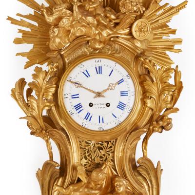  Bertoud Large gilt bronze antique French cartel clock by Bertoud